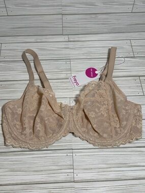 Freya Offbeat Side Support Bra 34DDD / 34E Nude Lace Underwire Plunge NWT AA5451
